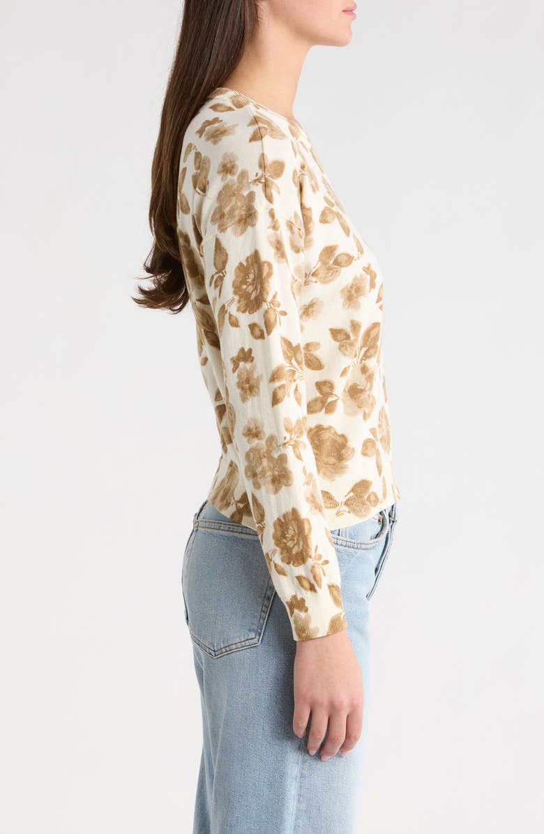Vince Camuto Floral Cotton Sweater, Alternate, color, Camel