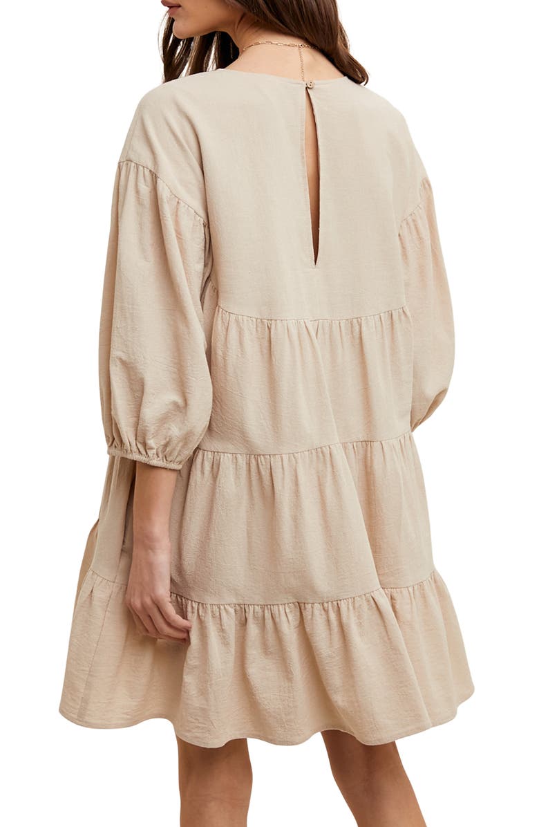 WISHLIST Tiered Cotton Babydoll Dress, Alternate, color, Natural