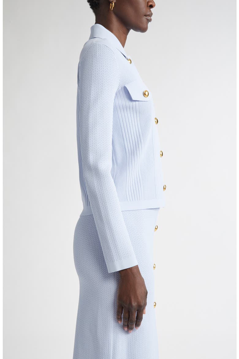 Mixed Stitch Flatback Rib Jacket, Alternate, color, BLUE LAGOON