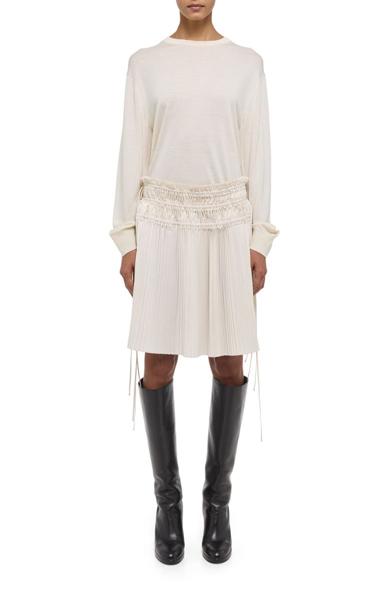 Helmut Lang Pleated Drawstring Waist Skirt, Main, color, Ivory