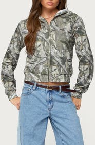 EDIKTED Tayler Camo Zip Hoodie