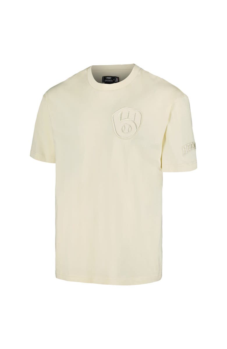 PRO STANDARD Men's Pro Standard Cream Milwaukee Brewers Neutral CJ Dropped Shoulders T-Shirt, Alternate, color, Cream