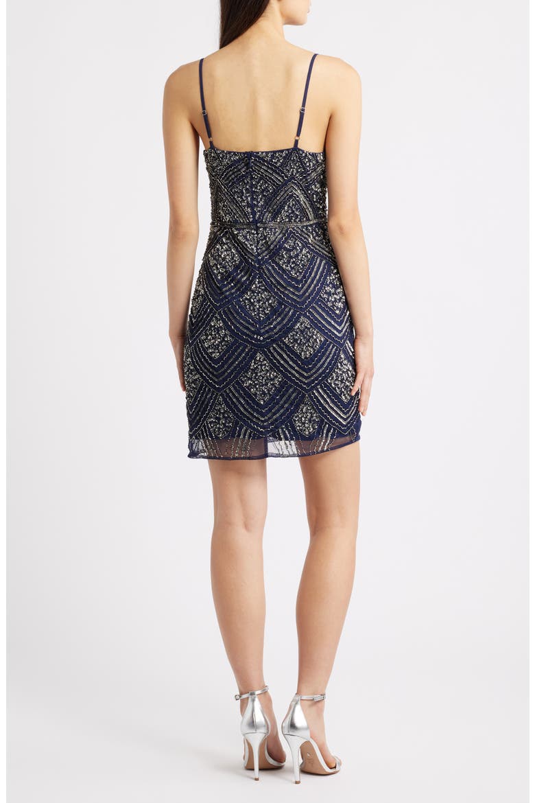 Beaded Minidress, Alternate, color, NAVY/ SILVER