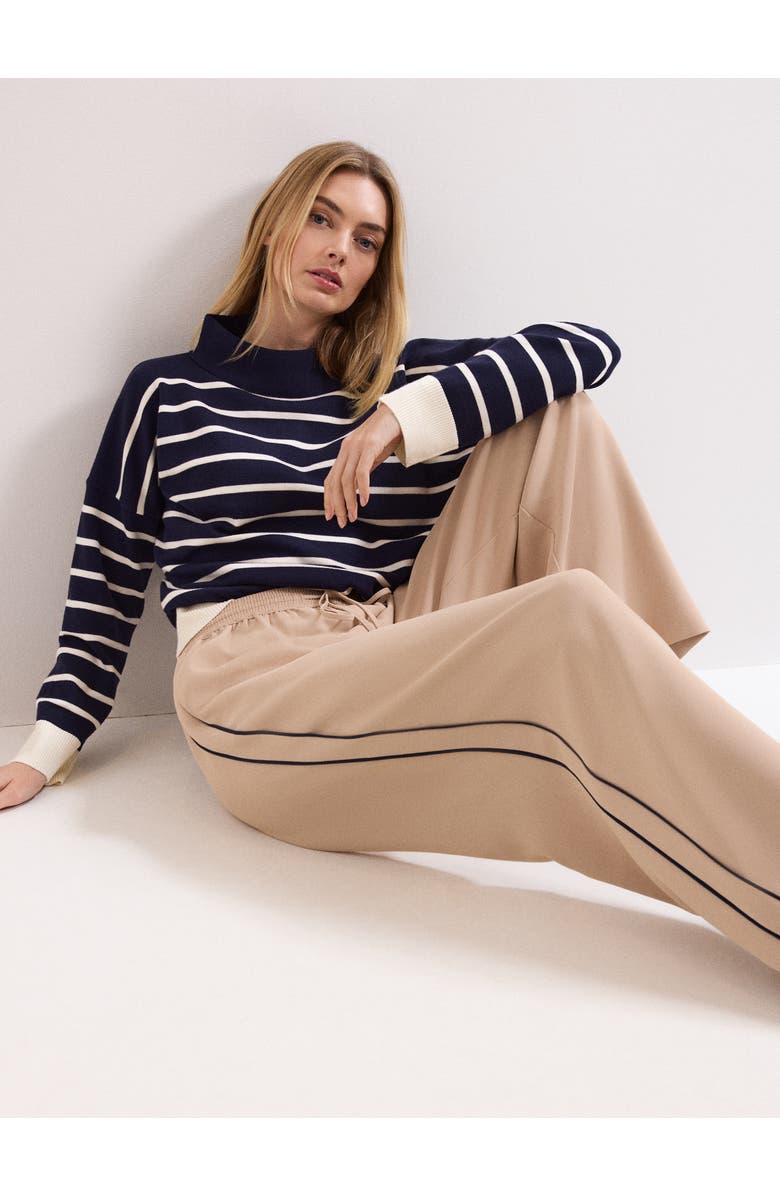 Phase Eight Wide Leg Stripe Detail Skye Trousers, Alternate, color, Camel