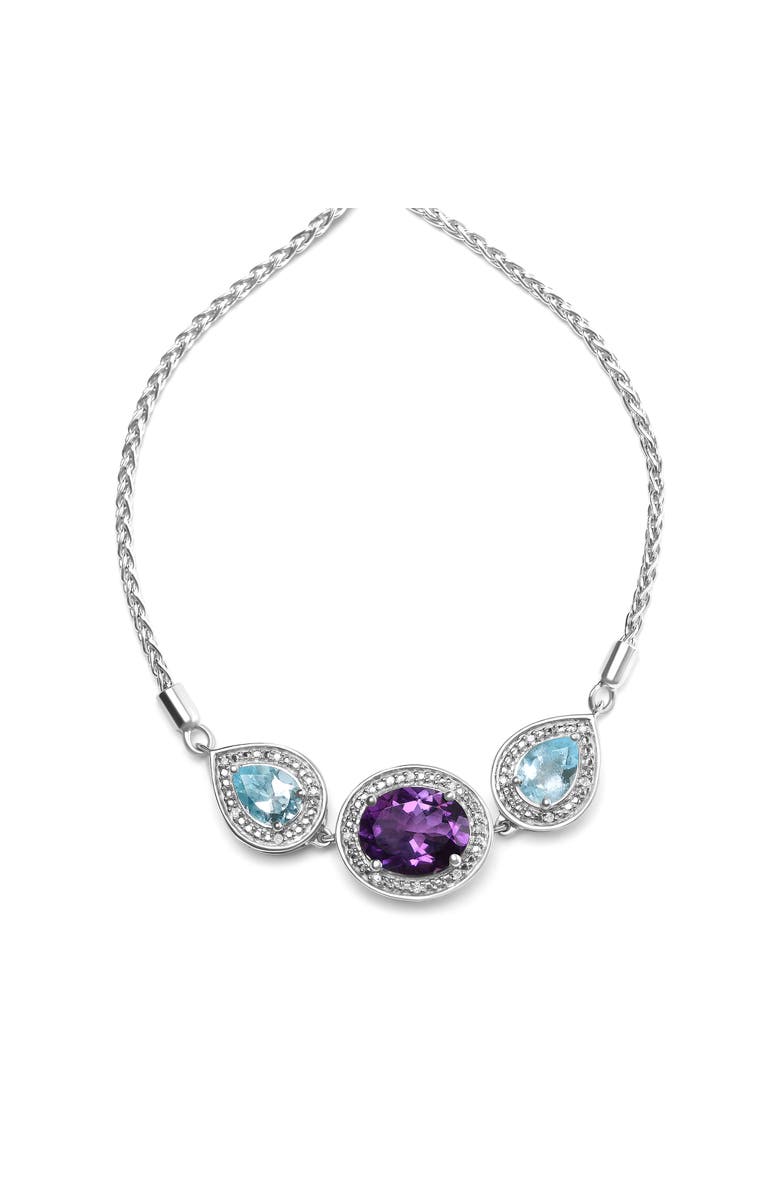 Haus of Brilliance Silver Amethyst & Topaz with Diamond Bolo Bracelet, Alternate, color, White