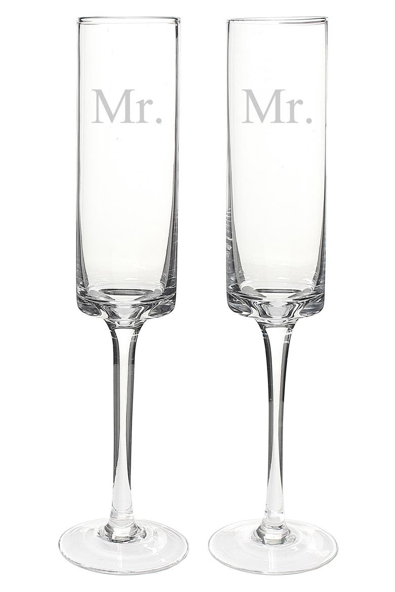'For the Couple' Etched Contemporary Champagne Flutes, Alternate, color, MR & MR