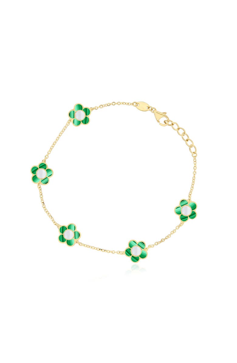 The Lovery Fine Jewelry Malachite Daisy Bracelet, Main, color, Malachite