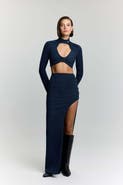 Jendue US Whispers Denim Skirt - High-Waisted Maxi with Slit