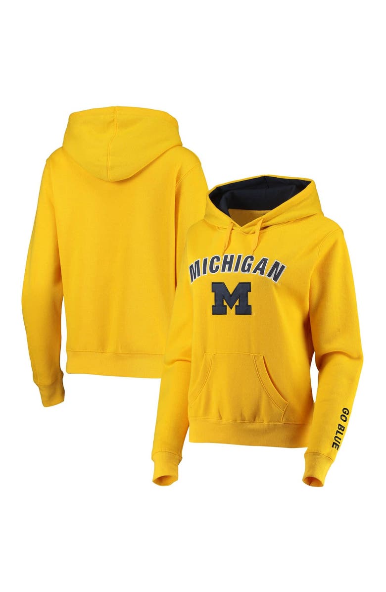 COLOSSEUM Women's Maize Michigan Wolverines Arch & Logo 1 Pullover Hoodie, Main, color, Maize