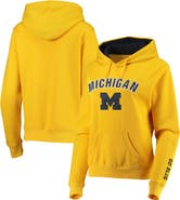 COLOSSEUM Women's Maize Michigan Wolverines Arch & Logo 1 Pullover Hoodie