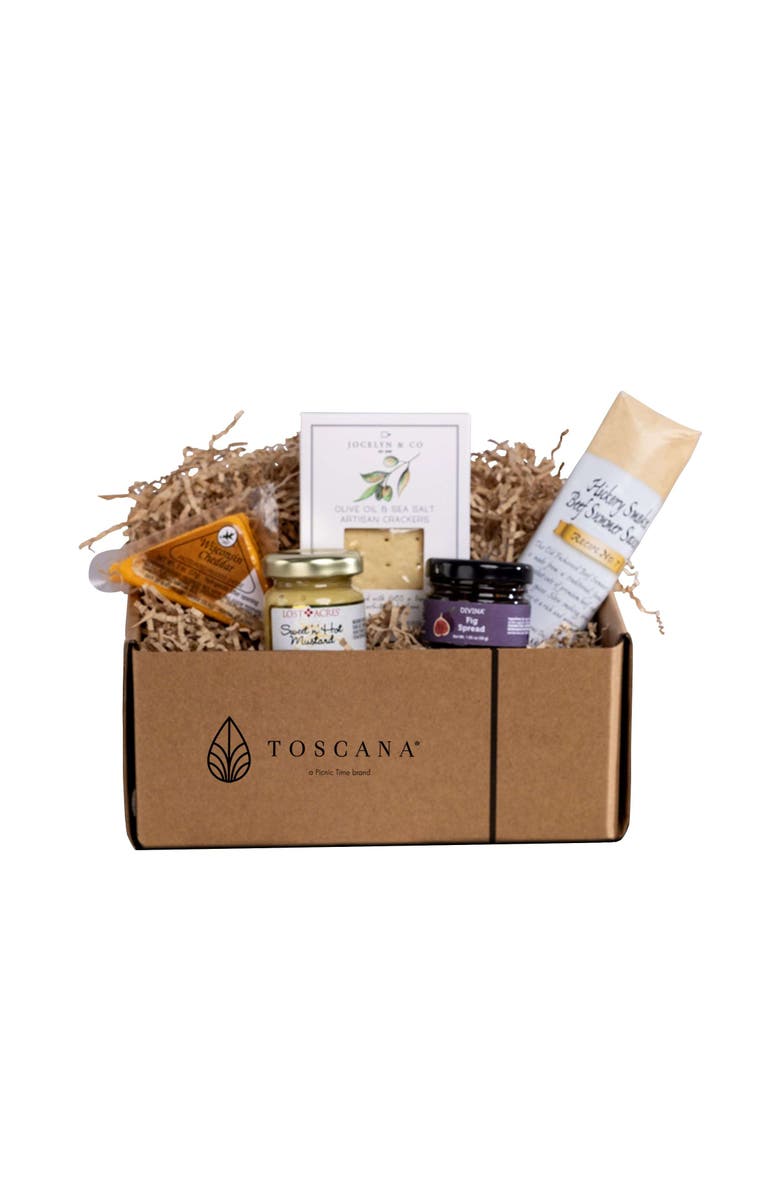 Toscana Brie Cheese Board with Gourmet Gift Pack, Alternate, color, Parawood