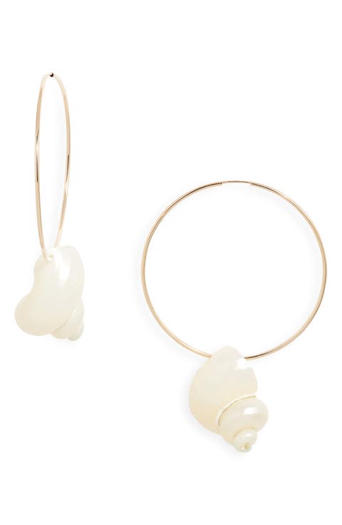Seashell Charm Hoop Earrings