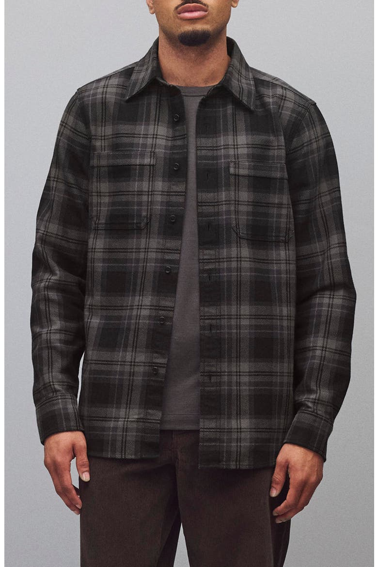 Union Plaid Cotton Button-Up Shirt, Main, color, CARBON-BLACK
