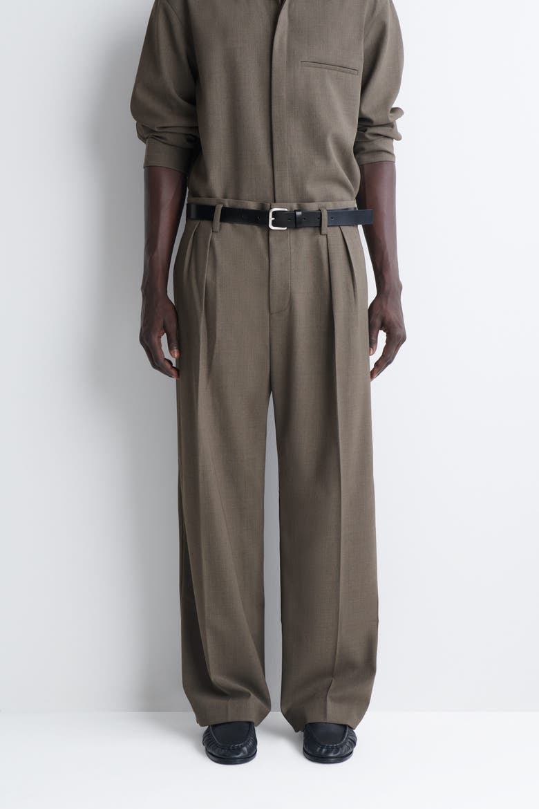 Wool-blend Relaxed-fit Wide-leg Pants, Alternate, color, BROWN