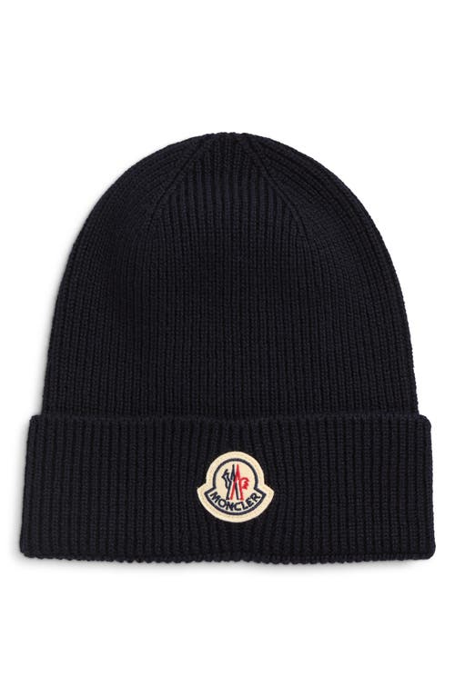 Moncler Virgin Wool Rib Beanie In Black