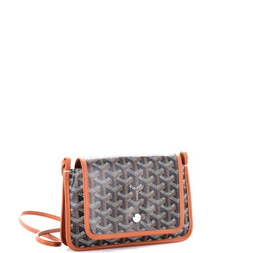 Pre-owned Goyard Goyard Plumet Clutch Wallet Coated Canvas In Brown