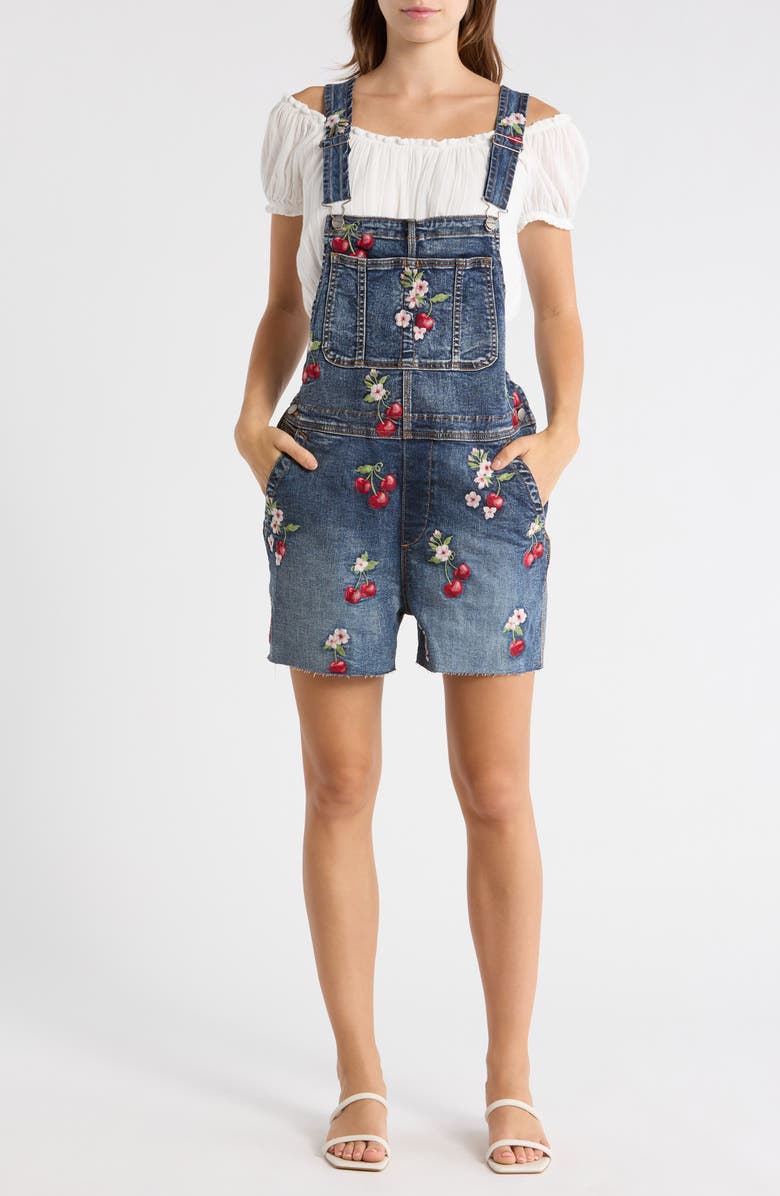 Driftwood Denim Shortalls, Main, color, Dark Wash