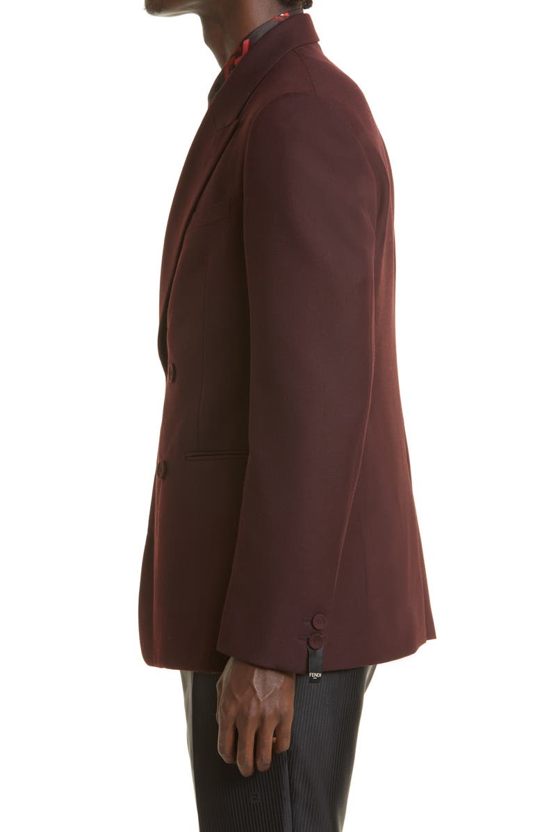 Fendi Double Breasted Wool Blend Cavalry Twill Jacket, Alternate, color, 