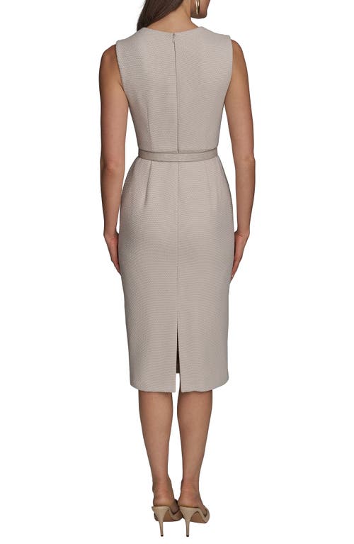 Donna Karan New York Belted Sheath Dress In Dark Clay Cream