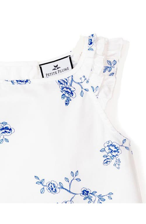 Petite Plume Amelia Brushed Cotton Blend Twill Nightgown In Blue