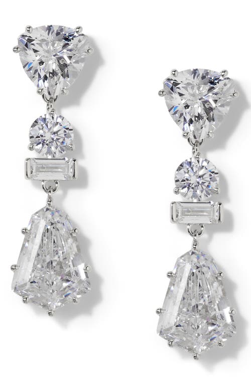 Nadri Luxor Kite Cubic Zirconia Drop Earrings In Rhodium
