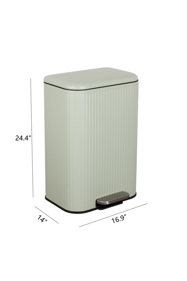 Astra Ribbed Rectangular Step Pedal Trash Can with Soft-Close Lid, Alternate, color, Pistachio Gelato