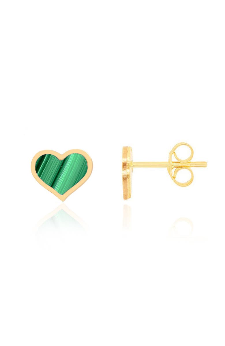 The Lovery Fine Jewelry Large Malachite Heart Stud Earrings, Main, color, Malachite