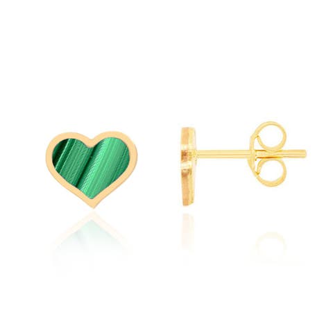 Large Malachite Heart Stud Earrings