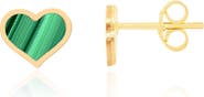 The Lovery Fine Jewelry Large Malachite Heart Stud Earrings