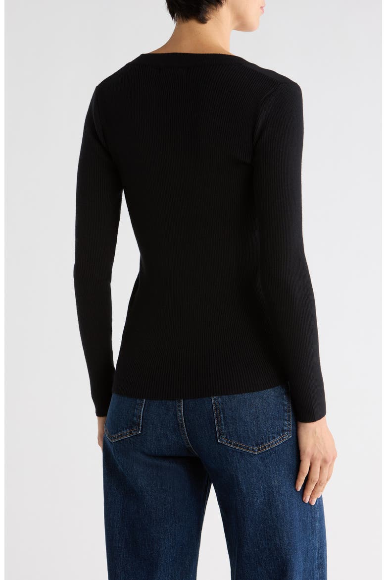Rib Knit Sweater, Alternate, color, BLACK