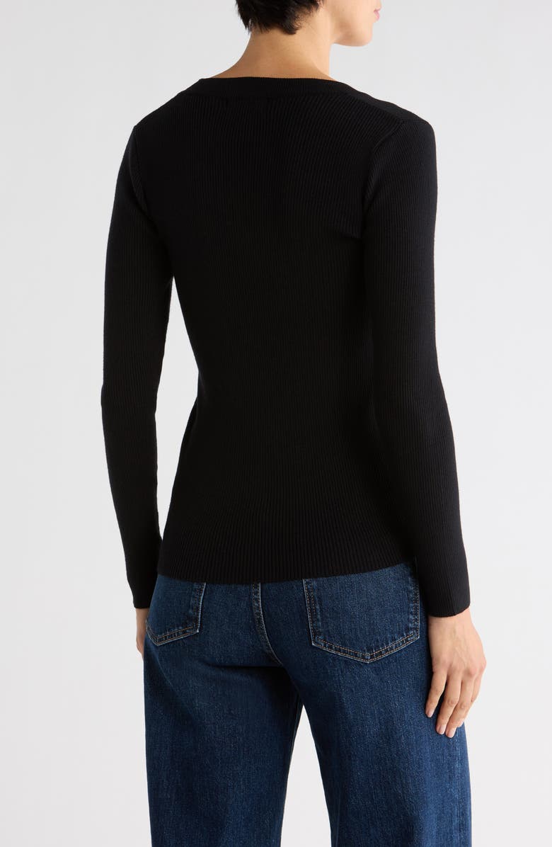 PATRIZIA LUCA Rib Knit Sweater, Alternate, color, Black