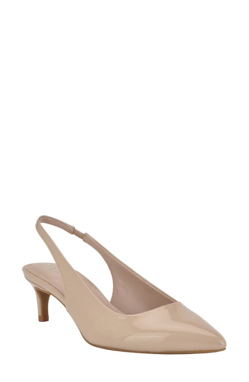 Calvin Klein Dainty Kitten Heel Pointed Toe Slingback Pump In Light Natural Beige