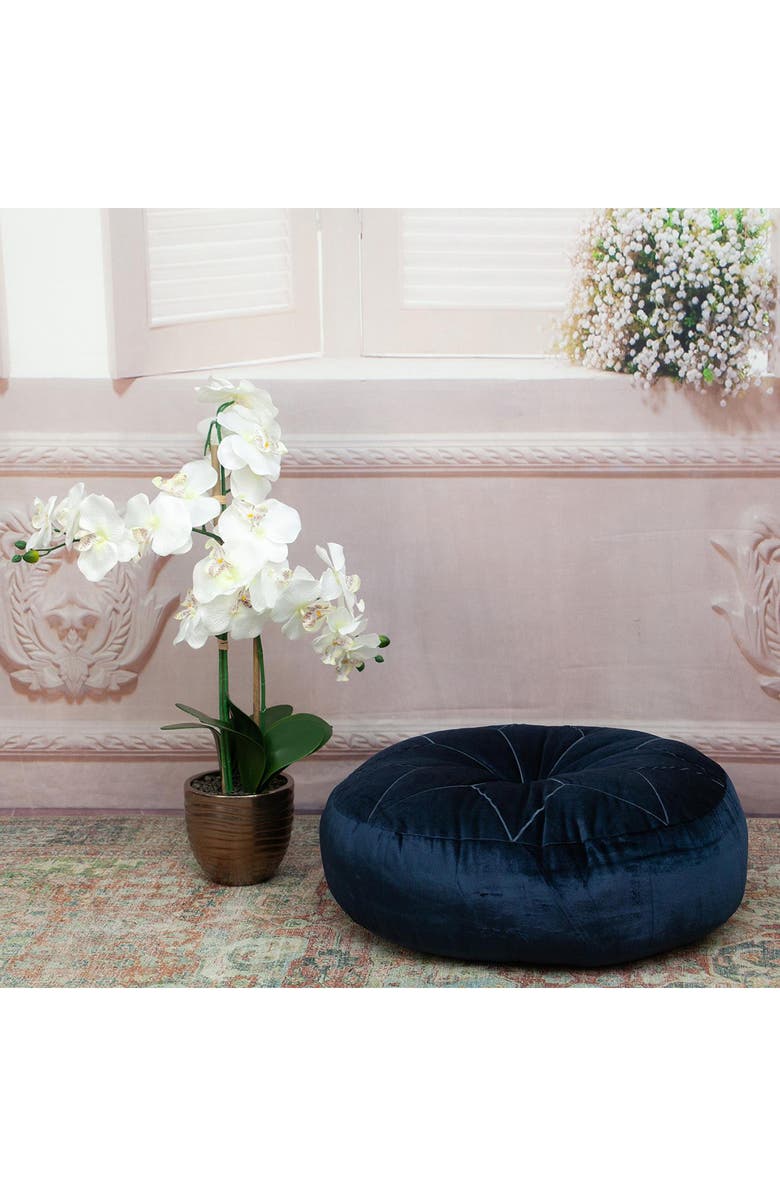 PARKLAND COLLECTION Dorte Transitional Navy Floor Pillow, Alternate, color, Navy