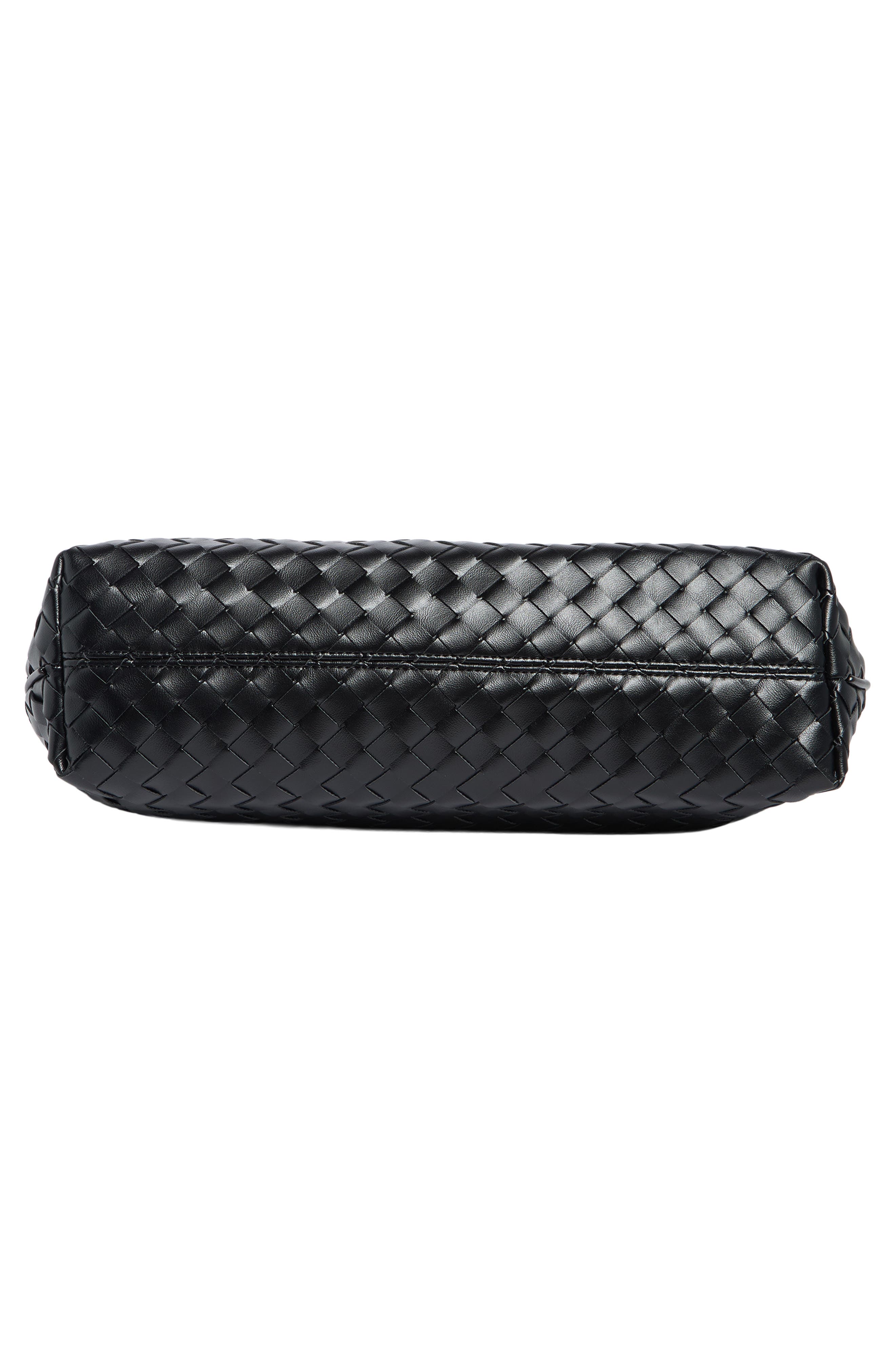 Woven Faux Leather Hobo, Alternate, color, BLACK