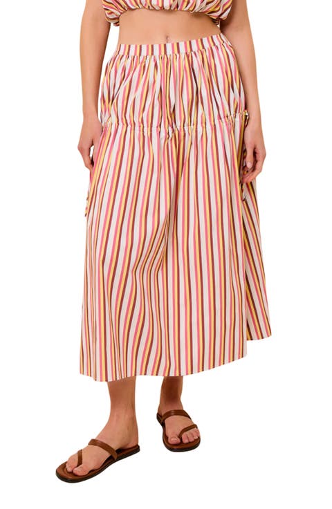 Ivy Stripe Stretch Poplin Maxi Skirt