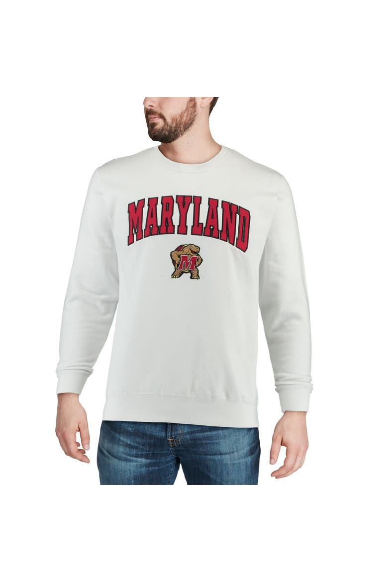 Men's Colosseum White Maryland Terrapins Arch & Logo Crew Neck Sweatshirt, Alternate, color, White