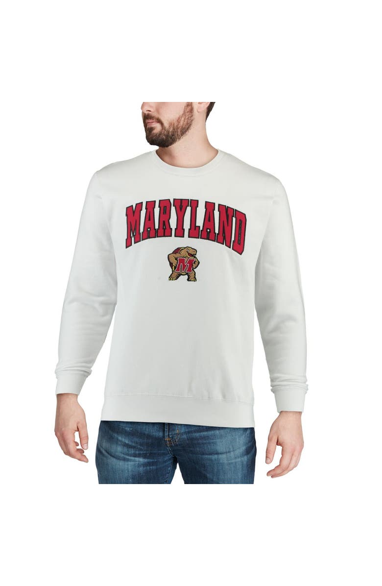COLOSSEUM Men's Colosseum White Maryland Terrapins Arch & Logo Crew Neck Sweatshirt, Alternate, color, White