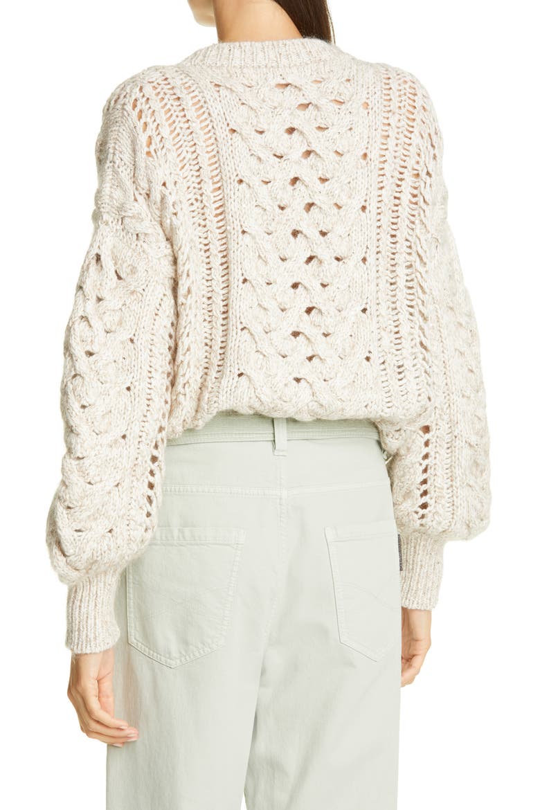 Embellished Cable Knit Cashmere Blend Sweater, Alternate, color, SAND