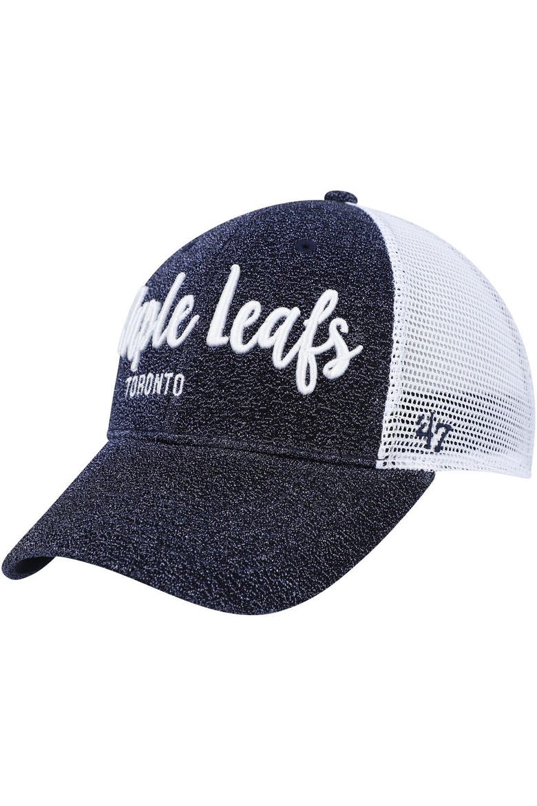Women's '47 Navy/White Toronto Maple Leafs Encore MVP Trucker Snapback Hat, Main, color, Navy