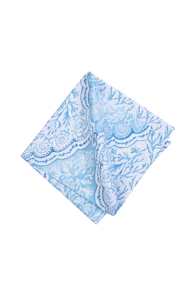 C&F Home Chinoiserie Coast Reversible Graphic Print Machine Washable Hemstitch Napkins Set of 6, Alternate, color, Blue