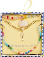 Leith Layered Fish Charm Beaded Necklace
