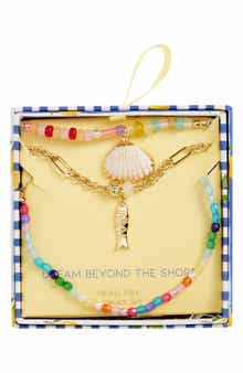 Leith Layered Fish Charm Beaded Necklace