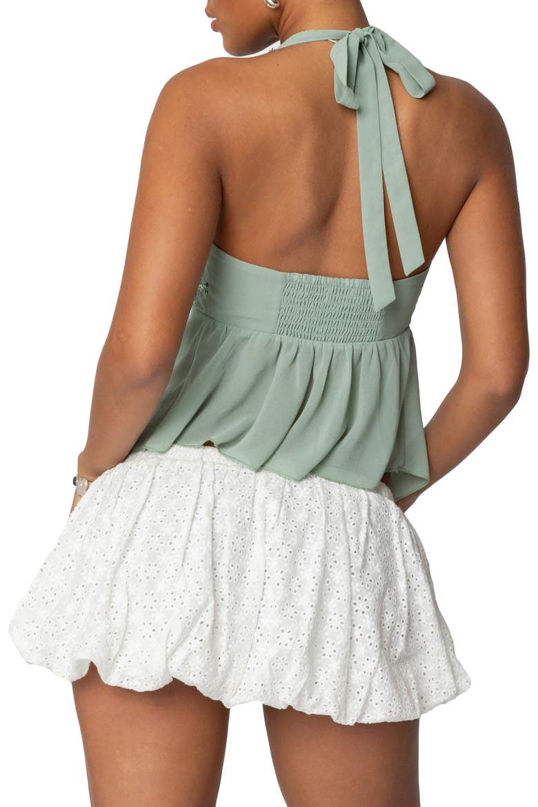 Floral Sequin Split Chiffon Halter Top, Alternate, color, SAGE