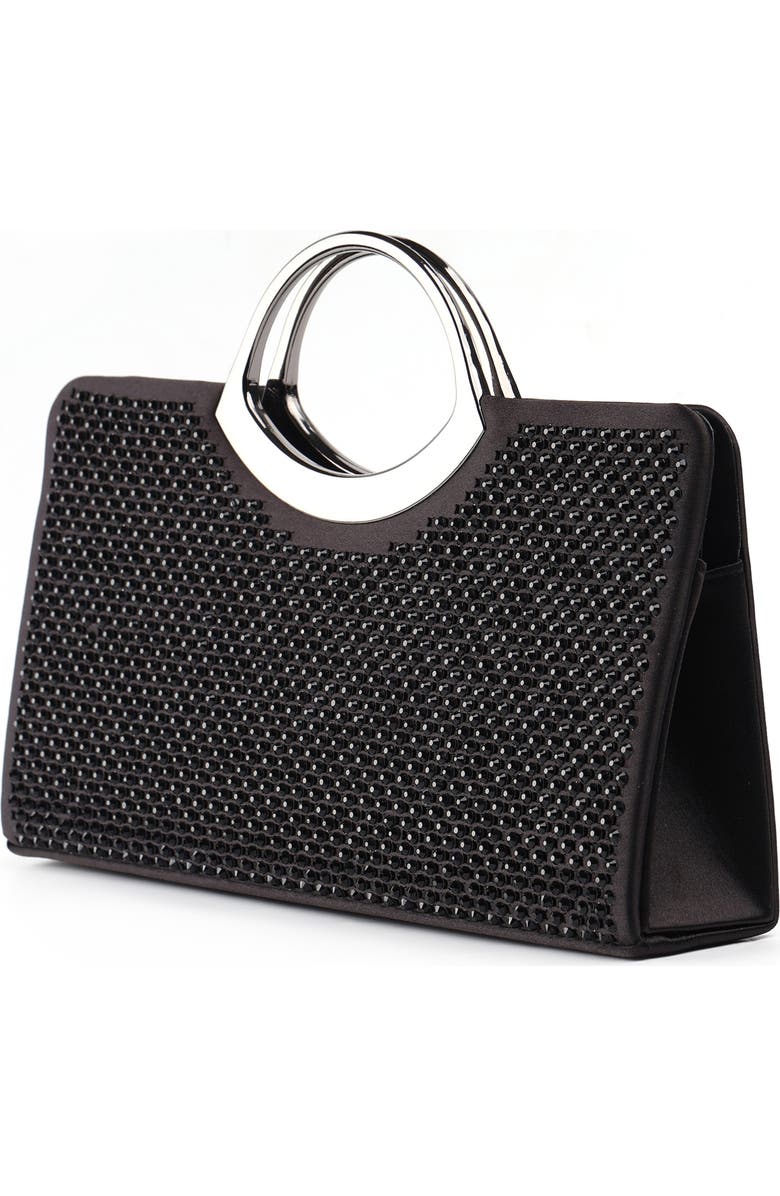LADY COUTURE Tango Rhinestone Satin Clutch, Alternate, color, Black