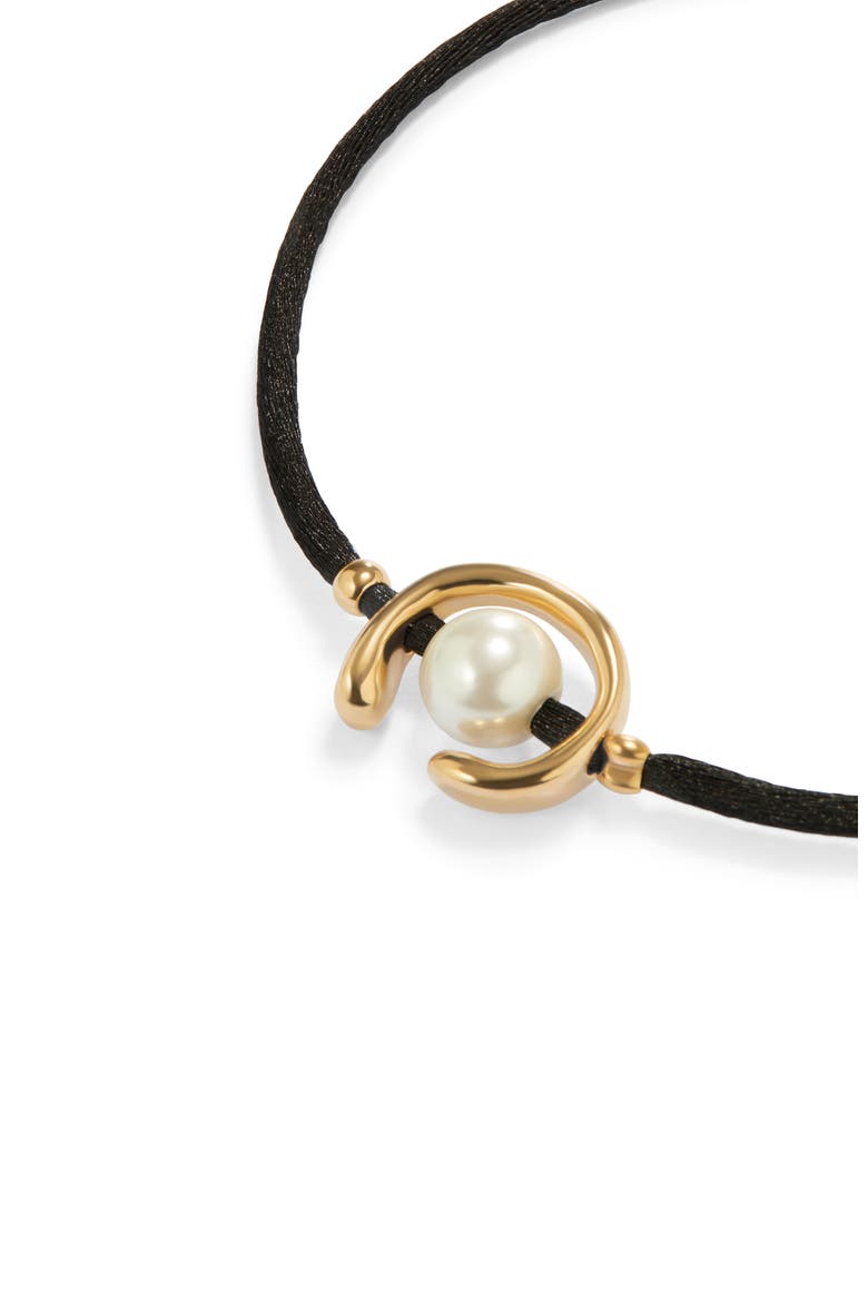 Black Cord Pearl Bracelet, Alternate, color, Gold