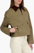 Tahari Deia Corduroy Collar Cotton Barn Jacket