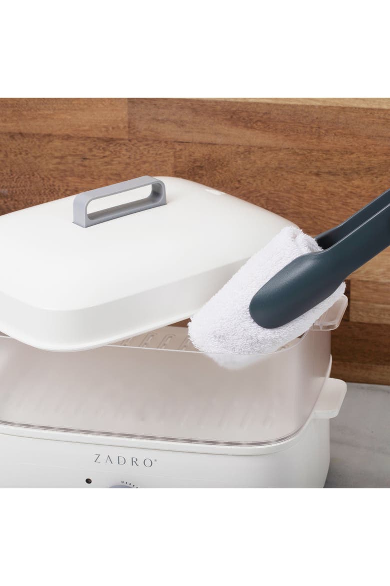 Countertop Towel Steamer with Tongs, Alternate, color, White/Gray