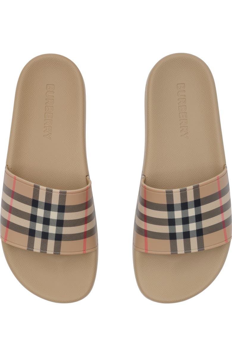Burberry Check Slides, Alternate, color, Archive Beige