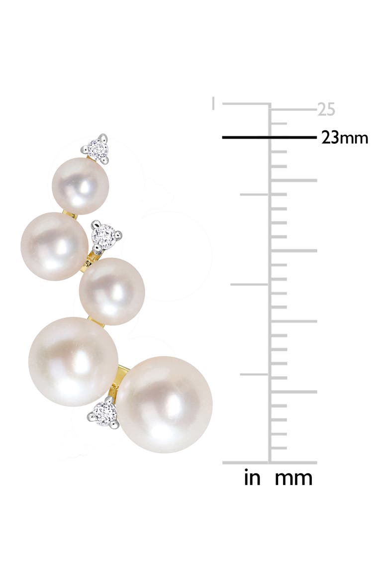 4–6.5mm Cultured Freshwater Pearl & White Topaz Crawler Stud Earrings, Alternate, color, WHITE