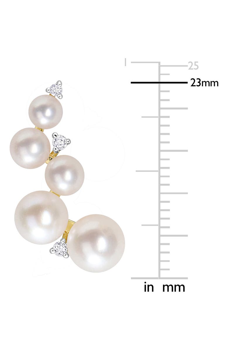 DELMAR 4–6.5mm Cultured Freshwater Pearl & White Topaz Crawler Stud Earrings, Alternate, color, White